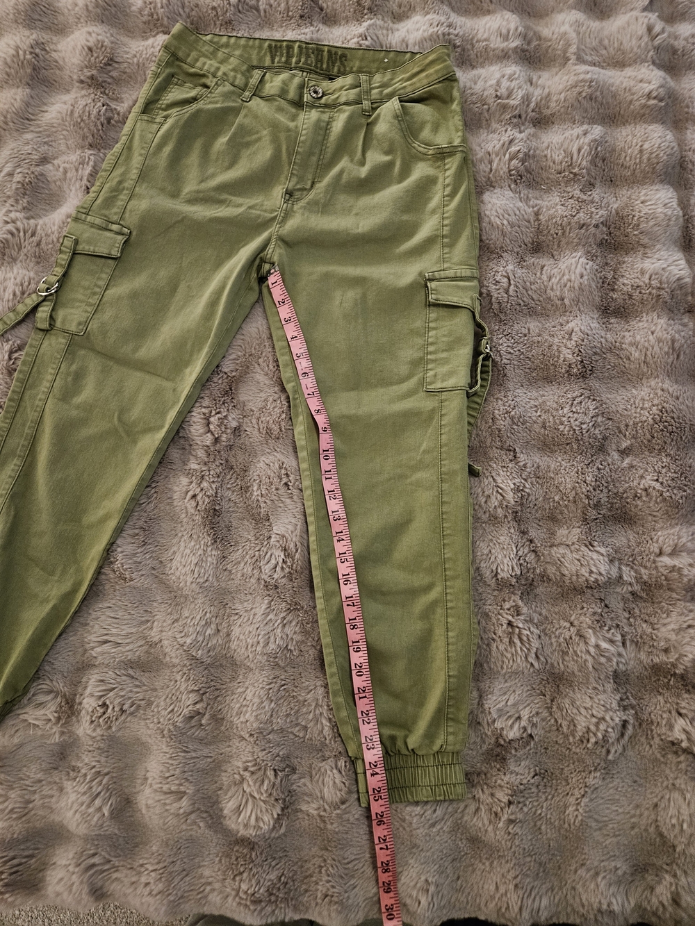 VIP Jeans Women's Olive Cargo Jogger Pants Size 13/31 Utility Stretch Y2K - Picture 7 of 8